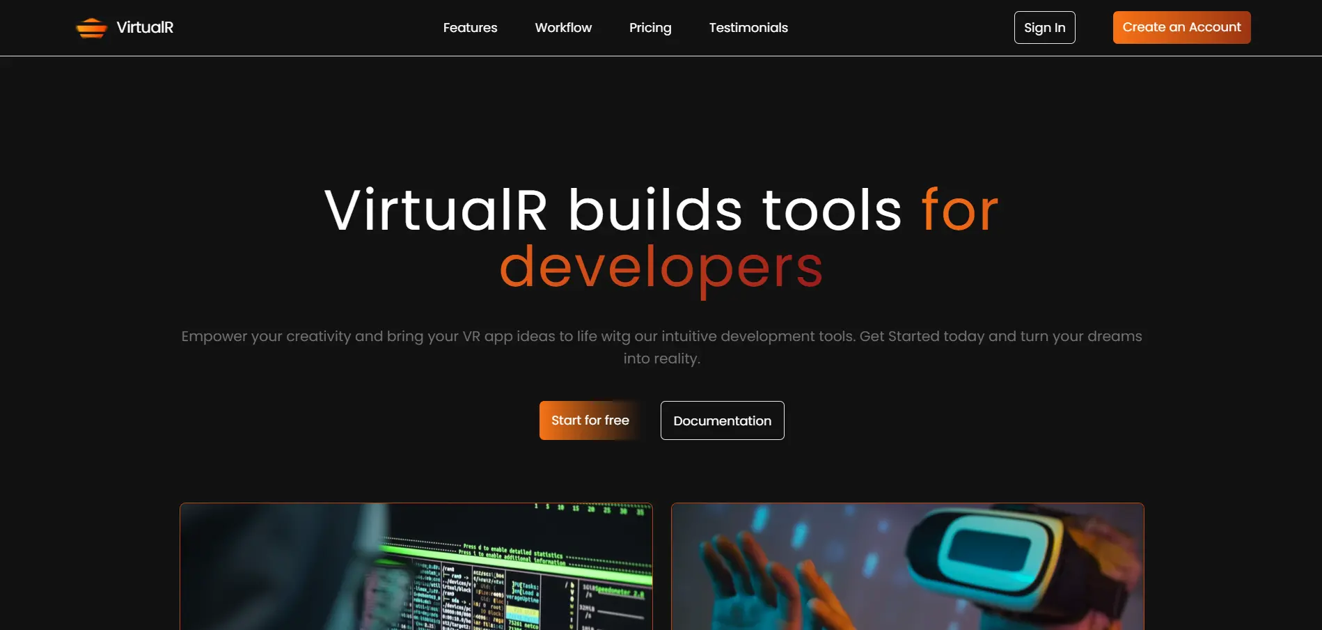 VirtualR (Futuristic VR Platform Landing Page)